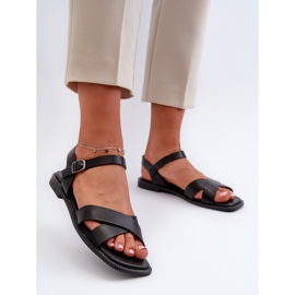 Naisten litteät sandaalit Eco-nahasta S.Barski KV27-003 Musta 2