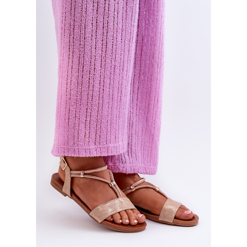 Naisten litteät sandaalit hihnoilla S.Barski KV27-010 kultaa kultainen 1