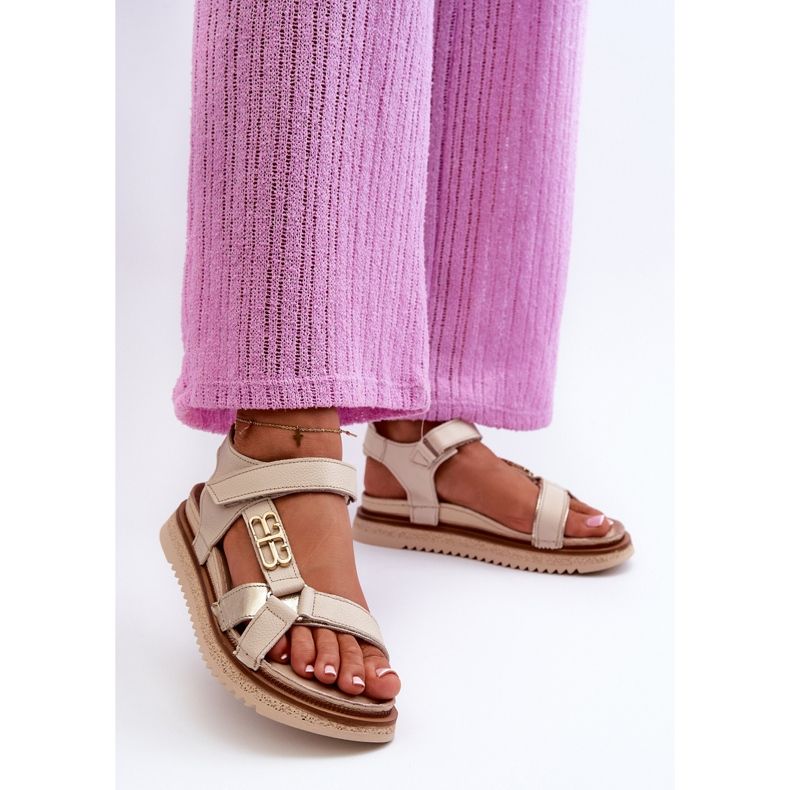 Zazoo 50103 Naisten nahkasandaalit, beige 2