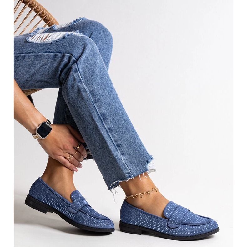 Moghan siniset tekojalokivi mokasiinit sininen 1