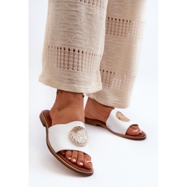 Zazoo 2938 nahkaiset varvastossut koristeella, valkoinen 2