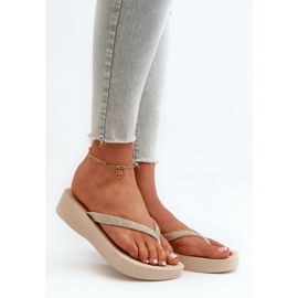 Naisten varvastossut kimaltelevalla hihnalla 83386 Ipanema Mesh Chic Plat Fem Beige 1