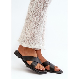 Naisten tasakorkoiset varvastossut Eco-nahasta S.Barski KV27-002 musta 1