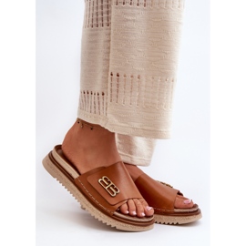 Zazoo 50101 naisten nahkaiset varvastossut, ruskea 1