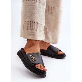 Zazoo 50101 naisten nahkaiset varvastossut alustalla, musta 1