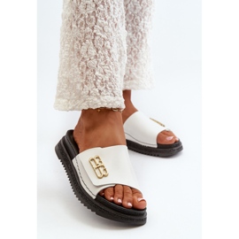 Zazoo 50101 naisten nahkaiset varvastossut alustalla, valkoinen 2