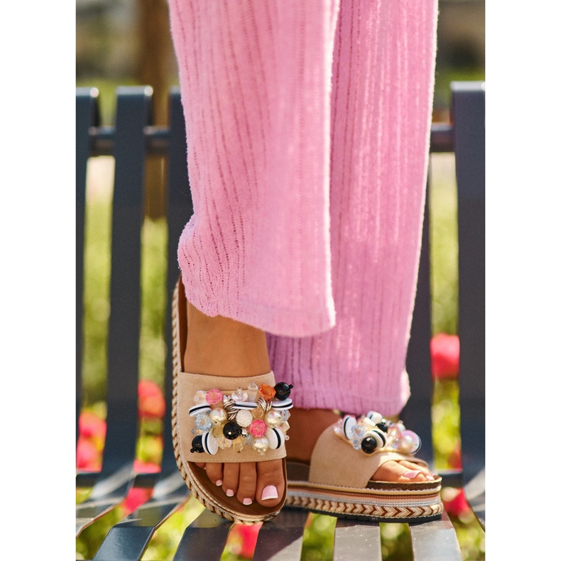 Naisten varvastossut Koristeilla S.Barski HY077 Beige 1