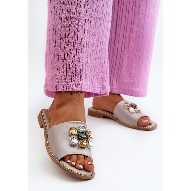 Naisten varvastossut koristeilla S.Barski KV27-031 Beige 2