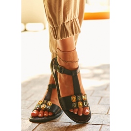 Tyylikkäät naisten sandaalit koristeellisilla yksityiskohdilla S.Barski KV27-030 Musta 1