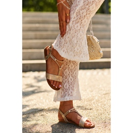 Naisten litteät sandaalit hihnoilla S.Barski KV27-010 kultaa kultainen 2