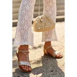 Naisten litteät sandaalit hihnoilla S.Barski KV27-010 kultaa kultainen 1