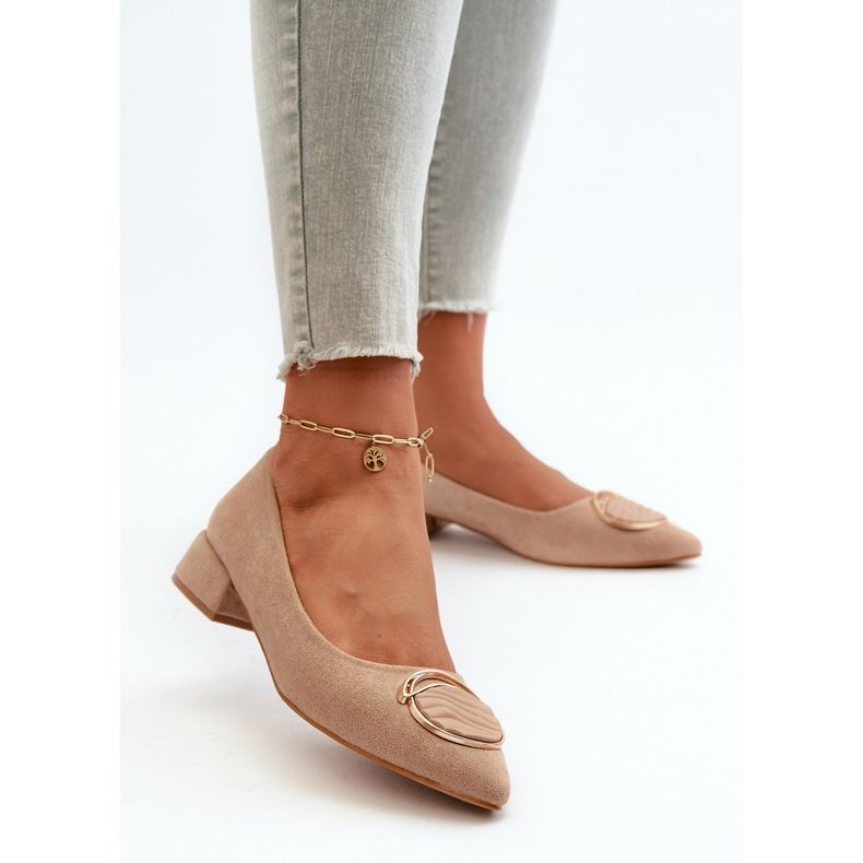 Matalakorkoiset pumput Eco Suede S.Barski KV27-037 beigeä 2