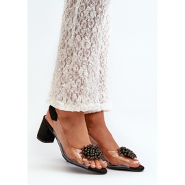 Naisten korkeakorkoiset sandaalit, joissa läpinäkyvä päällinen, musta Aleola 2