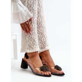 Naisten korkeakorkoiset sandaalit, joissa läpinäkyvä päällinen, musta Aleola 1