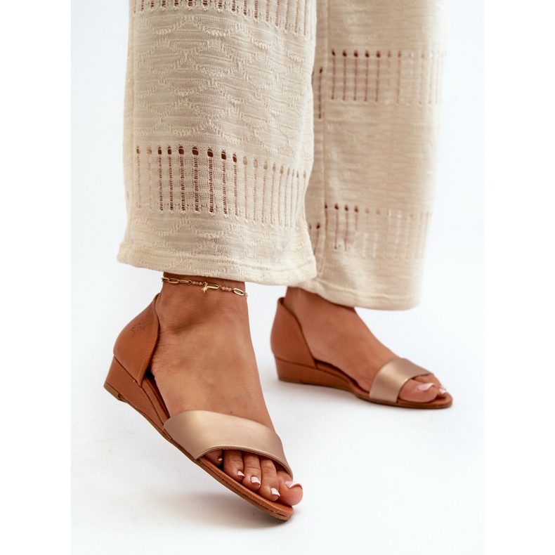 Nahkasandaalit Maciejka 1971-68 Ruskea ja kulta kultainen 2