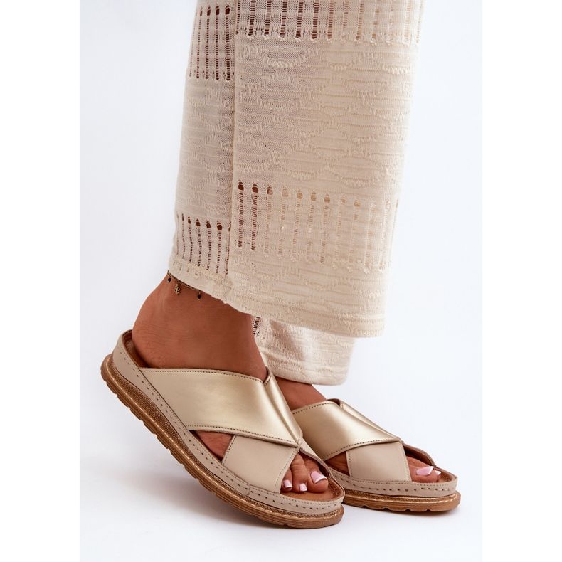 Nahkaprofiiliset varvastossut Maciejka 04986-04 Kulta-beige 1