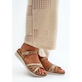 Mukavat ja kevyet naisten sandaalit tarranauhalla Inblu CN000041 beige ja kulta 2