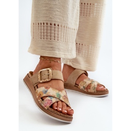 Mukavat naisten varvastossut kukkasoljella Inblu GS000051 ruskea 2