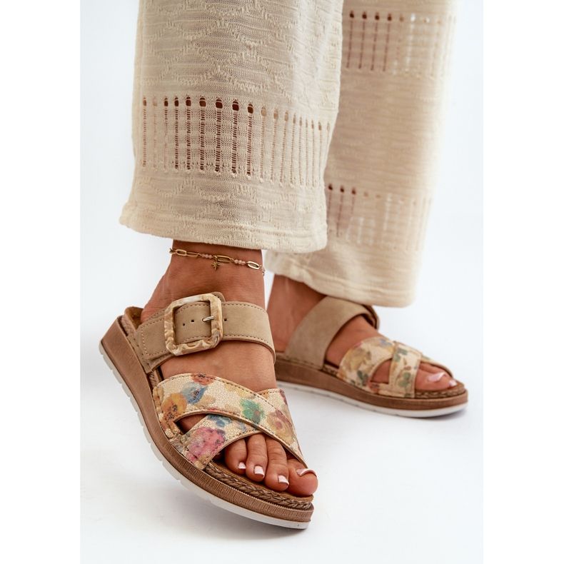 Mukavat naisten varvastossut kukkasoljella Inblu GS000051 ruskea 2