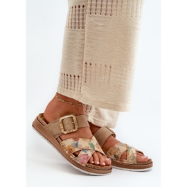 Mukavat naisten varvastossut kukkasoljella Inblu GS000051 ruskea 1