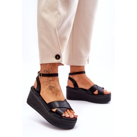 Naisten mukavat mustat kiilat sandaalit 1