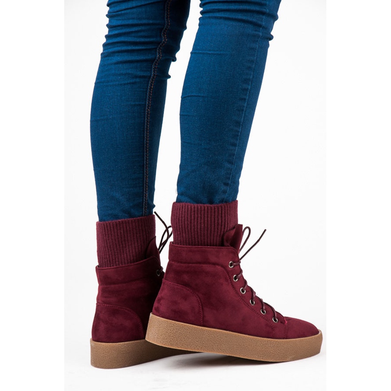 Ideal Shoes Maroon Creepers saappaat punainen 2