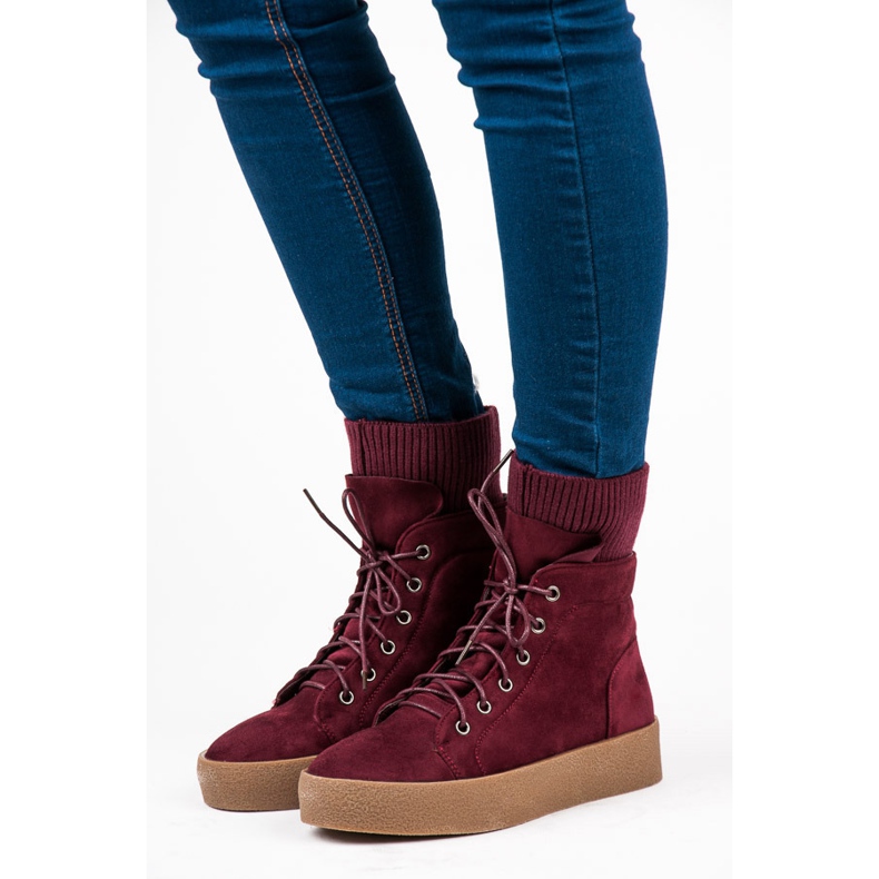 Ideal Shoes Maroon Creepers saappaat punainen 1
