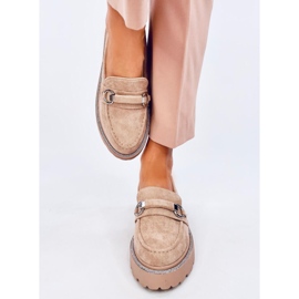 Sheady Khaki mokkanahka korkeapohjaiset mokasiinit beige 1