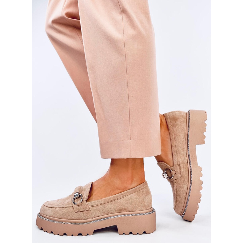 Sheady Khaki mokkanahka korkeapohjaiset mokasiinit beige 2