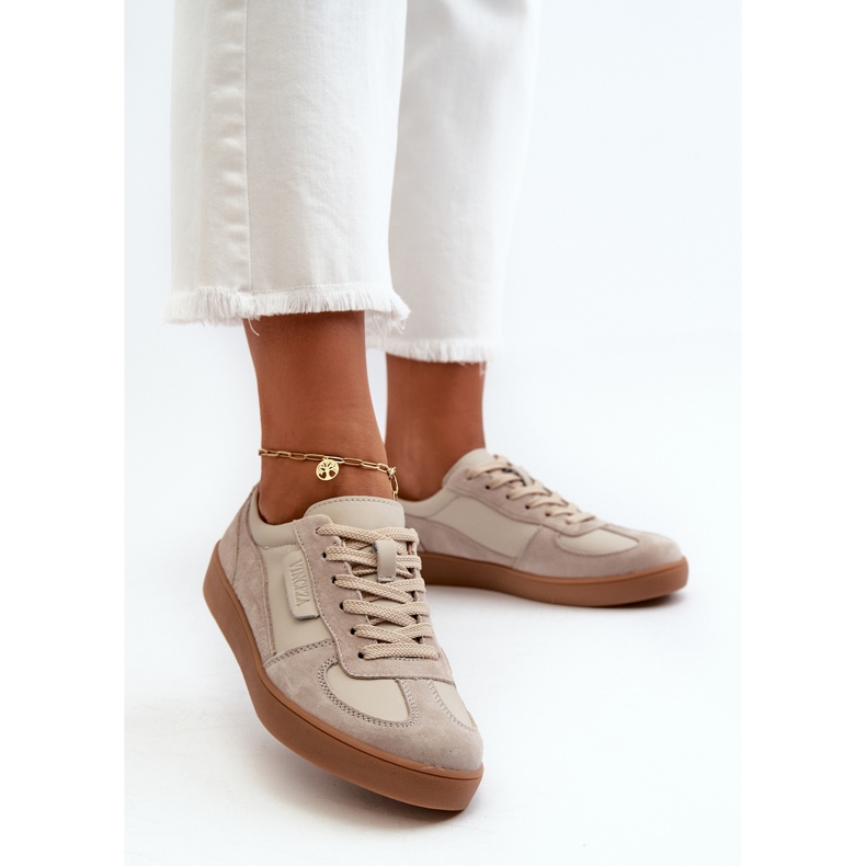 Naisten nahkalenkkarit, harmaa ja beige Vinceza 7333 2