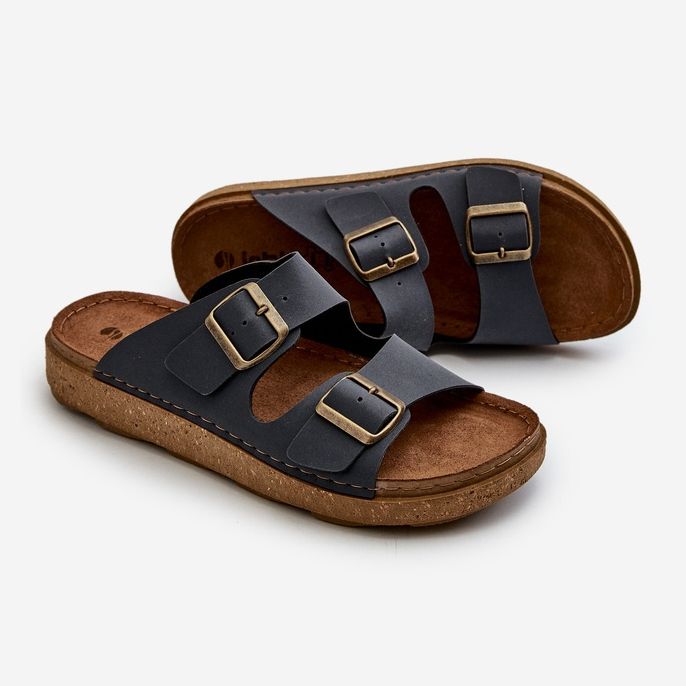 Kevyet ja mukavat miesten varvastossut soljella Inblu MT000016 laivastonsininen 2