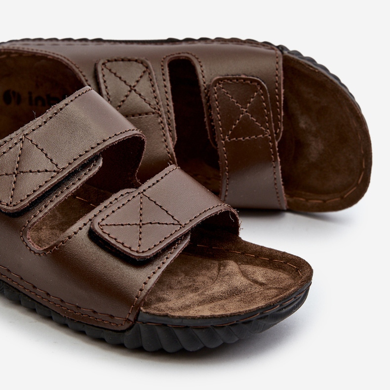 Mukavat miesten varvastossut tarranauhalla Inblu FM00001U Tummanruskea 2