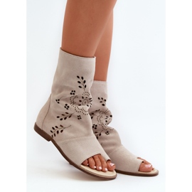 Zazoo 3437 Naisten mokkanahkasandaalit vetoketjulla, ylempi vaalea beige 1