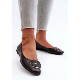 Naisten Eco-nahkaiset ballerinat koristeella musta Edoslli 2