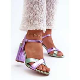 Eco-nahkaiset korkeakorkoiset sandaalit, violetti Abilica 2