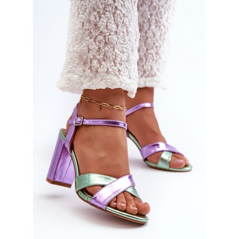 Eco-nahkaiset korkeakorkoiset sandaalit, violetti Abilica 2