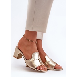 Naisten eko-nahasta valmistetut varvastossut, korkokengät, kultainen Jemenna 1
