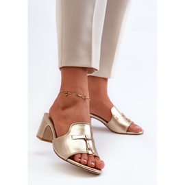 Naisten eko-nahasta valmistetut varvastossut, korkokengät, kultainen Jemenna 2