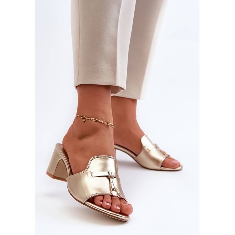 Naisten eko-nahasta valmistetut varvastossut, korkokengät, kultainen Jemenna 2