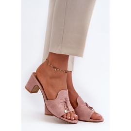 Naisten varvastossut Eco Suede -korkokengillä, vaaleanpunainen Jemenna 1