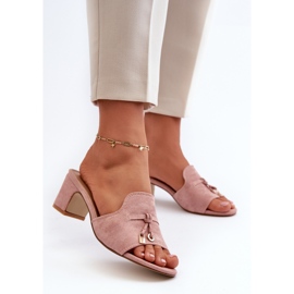Naisten varvastossut Eco Suede -korkokengillä, vaaleanpunainen Jemenna 2