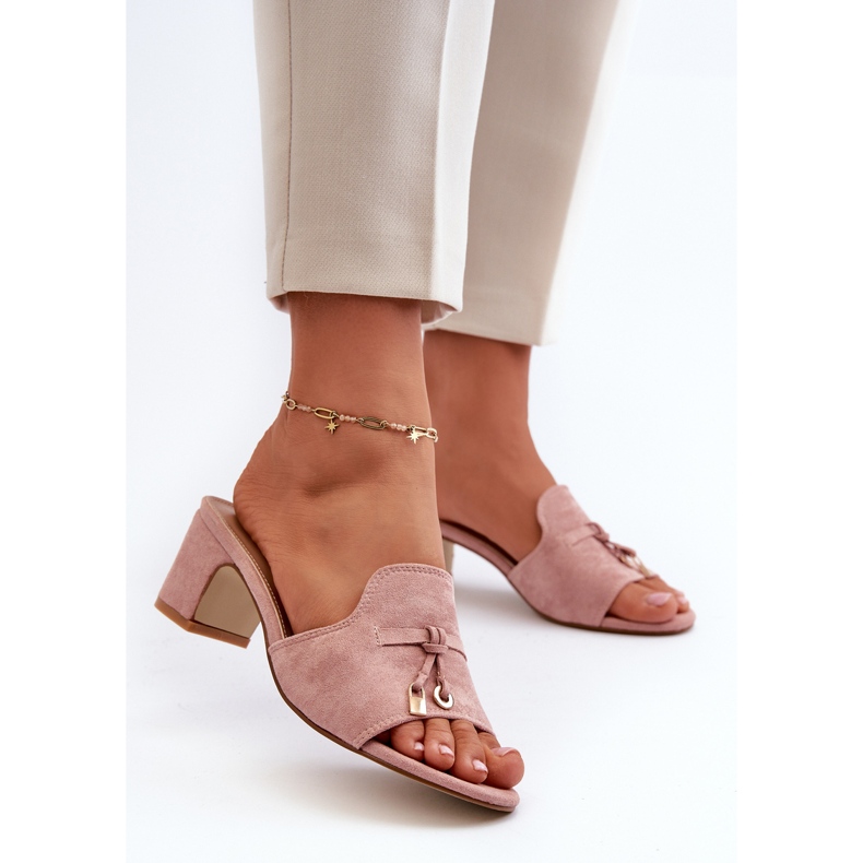 Naisten varvastossut Eco Suede -korkokengillä, vaaleanpunainen Jemenna 2