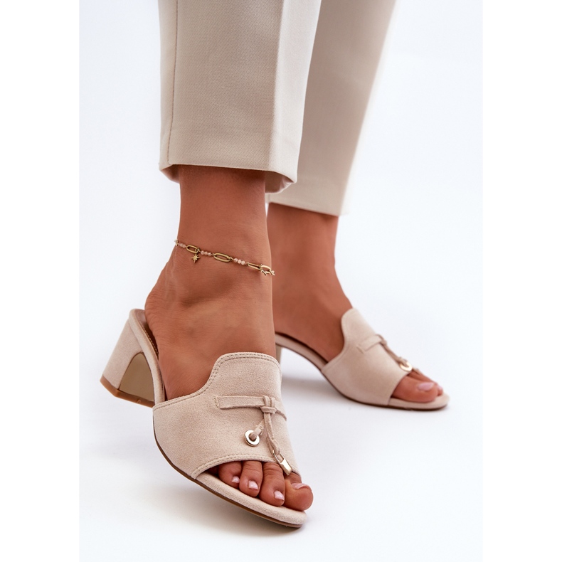 Beige Jemenna naisten varvastossut Eco Suede korkokengillä 2