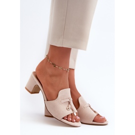 Beige Jemenna naisten varvastossut Eco Suede korkokengillä 1