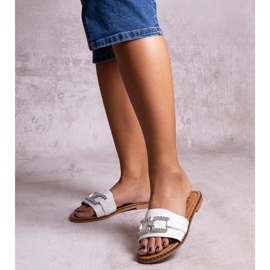 Rochaelan valkoiset varvastossut koristesoljella valkoinen 1