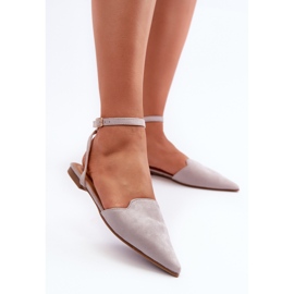 Nauhalliset Eco Suede Ballet Flats teräväkäpäisillä, harmaa Ellesara 4