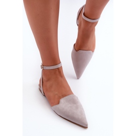 Nauhalliset Eco Suede Ballet Flats teräväkäpäisillä, harmaa Ellesara 5