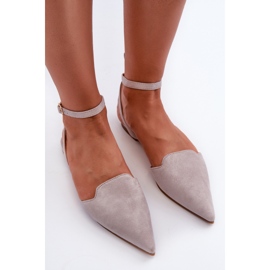Nauhalliset Eco Suede Ballet Flats teräväkäpäisillä, harmaa Ellesara 6