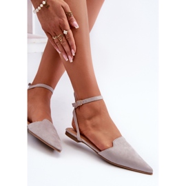 Nauhalliset Eco Suede Ballet Flats teräväkäpäisillä, harmaa Ellesara 7