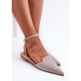 Nauhalliset Eco Suede Ballet Flats teräväkäpäisillä, harmaa Ellesara 8